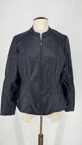 Principles Women’s Navy Blue Biker Jacket Size 12 19.5” PTP - Picture 1 of 7