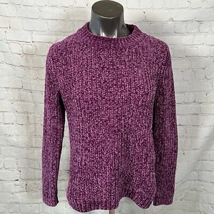 Talbots Women Size Medium Purple Crew Neck Chenille Knit Pullover Cardigan - Picture 1 of 4