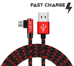 L Shape 90° FAST Charger Micro USB Cable for Samsung Galaxy S7 Note 5 4 J7 J3 A6 - Picture 1 of 5