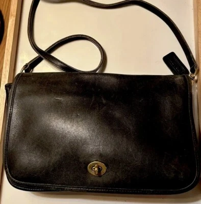 Vintage COACH Black City Bag Crossbody Leather Purse - Image 1 of 4