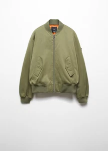 Chaqueta Bomber Mango MNG Gran Tamaño Verde Oliva Ejército Cremallera Completa Mediana Nueva - Imagen 1 de 6