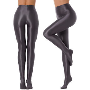 US Women's Shiny Tights Footed Pantyhose Glossy Tight Dance Long Pants Yoga Sexy