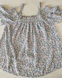 Blusa Top Sienna Sky Rojo Blanco Azul Floral S/S Hombro Frío Americana Patriot - Imagen 1 de 7