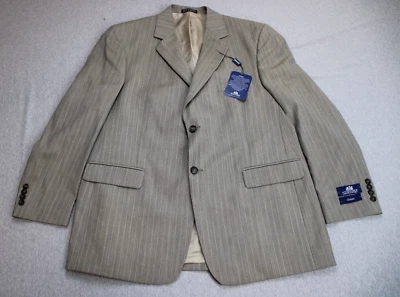 Stafford Blazer Jacket Mens 44R Gray Striped 100% Wool 2 Button Single Breasted - Image 1 of 4