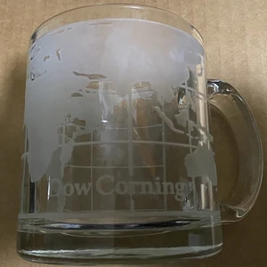 Tazza Vintage Dow Corning Vetro Pesante Mappa del Mondo Made in USA - Foto 1 di 7
