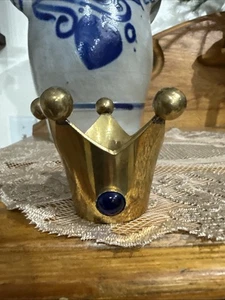 Vintage Rogers & Son massiver Messing Krone Kerzenhalter Glas Edelsteine Royal skurril König - Bild 1 von 7