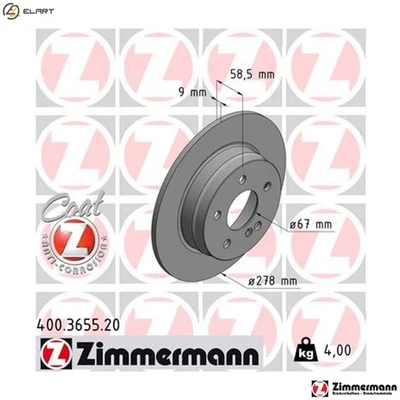 2x BRAKE DISC 400.3655.20 FOR MERCEDES-BENZ M271.820/952/950 1.8L 4cyl C-CLASS - Image 1 of 4