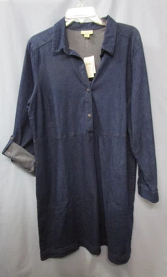 VESTIDO Corto J. JILL Denin Azul Manga Redonda Talla LP Pequeño Bolsillos Grandes Nuevo con Etiquetas Foto 1 de 4