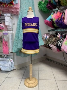 Conjunto de uniforme de animadora con logotipo de indios púrpura y dorado para niños 2-14 nuevo con etiquetas - Imagen 1 de 2