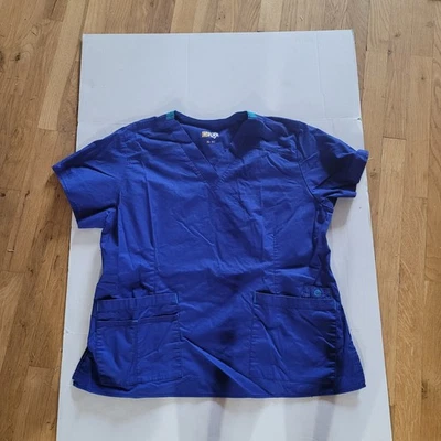 WONDER WINK FLEX | Cobalt Blue notch Neck Hospital Scrub Top XL - Image 1 of 4