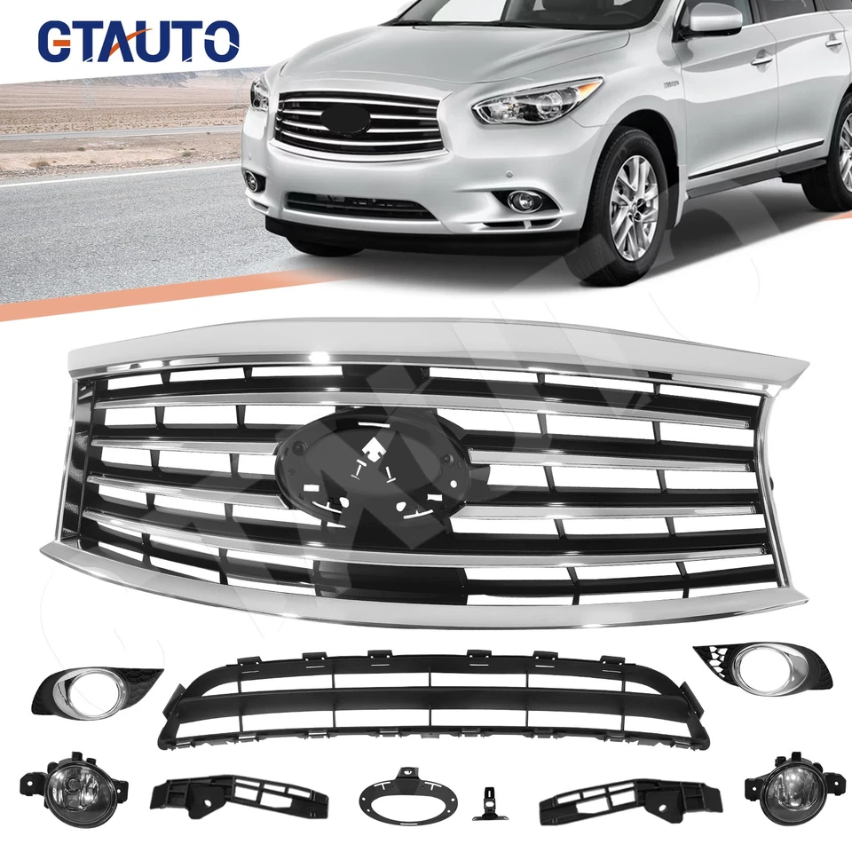For 2014-2015 Infiniti QX60 2013 JX35 Front Upper Lower Bumper Grille Fog Lights Foto 1 de 4