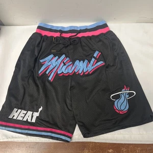 Pantalones Cortos de Baloncesto Miami Heat Cosidos Negros Vice Just Don M Retro De Colección TB - Imagen 1 de 10