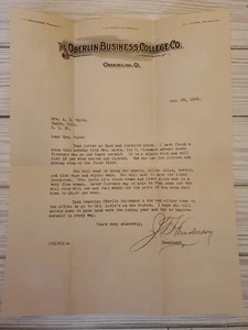 1928 The Oberlin Business College Co Ohio Brief RE Zimmer Verpflegung für Studenten - Bild 1 von 5