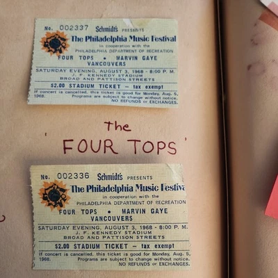 Винтажный билет заглушка Марвин Гэй - четыре топы - Vancouvers AUG 1968 РЕДКАЯ -  - Изображение 1 из 4