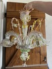 Vintage Murano Glass Chandelier AVEM Op Oro Venetian Floral Lampadario Italy