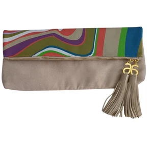 Arbonne Treasures of the Rainforest Zip Top Snap Foldover Clutch Colorful Groovy - Picture 1 of 7