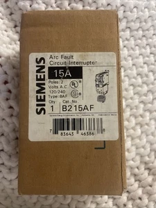 NEW! Siemens B215AF : 15A, 2P,  120/240V AC, Arc Fault Circuit Interrupter - Picture 1 of 4