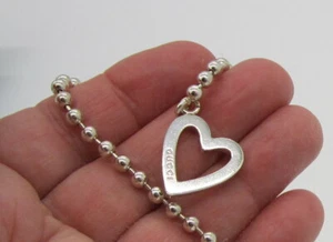 Estate Gorgeous Signed GUCCI Sterling Silver Heart Beaded Toggle Clasp Bracelet - Imagen 1 de 4