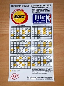 1989-90 HOUSTON ROCKETS NBA BASKETBALL MAGNET SCHEDULE SKED LITE BEER - Picture 1 of 1