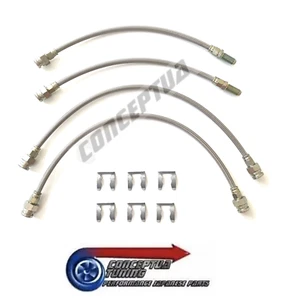 Stainless Braided Brake 4 Lines Hose Set Clear - For R34 GTT Skyline RB25DET NEO - Bild 1 von 1