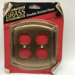 Vintage Gatco Pearl Collection 610  SOLID BRASS OUTLET Double Socket Plate NEW - Bild 1 von 2