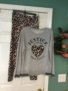 JUSTICE 2 PC ANIMAL PRINT TOP & PANTS ACTIVE OUTFIT SIZE 18/20 (CON66) - Picture 1 of 7