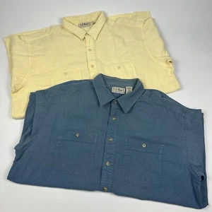 Pair Of Vintage 90s LL Bean Cool Weave Waffle Shirts Men's XL & XLT Tall - READ - Picture 1 of 23