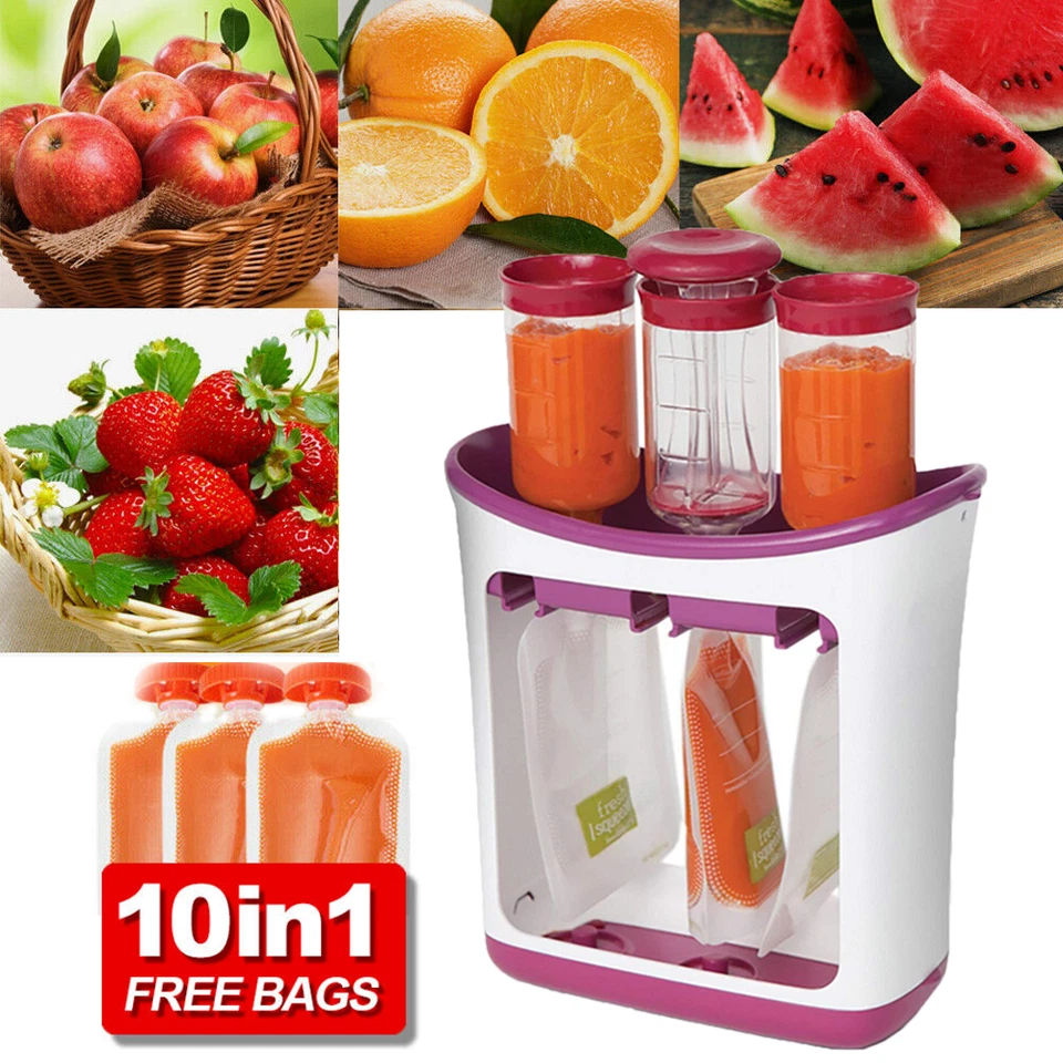 Infant Baby Feeding Food Squeeze Maker Toddler Fruit Puree Storage Pouch Kit DIY - image 1 of 4