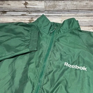 Vintage Reebok Windbreaker Jacket Full Zip Lightweight Green Sportswear Size XL - Picture 1 of 7