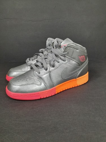 Air Jordan 1 Mid Silver Metallic Crimson Multicolore Gioventù 6 5 anni Donna Taglia 8