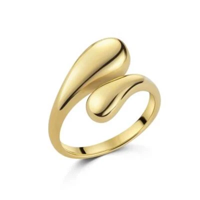 Anillo para mujer chapado en oro 18 quilates acero inoxidable tamaño ajustable hermético R6226D Foto 1 de 4