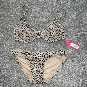 Nuevo con etiquetas Traje de baño bikini de leopardo guepardo estampado animal Xhilaration para mujer talla XS 00 - Imagen 1 de 6