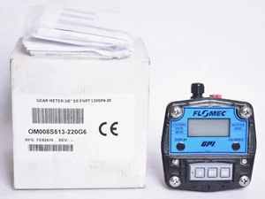 GPI Flomec Electronic Flowmeter Gear Meter 3/8" FNPT SS OM008S513-220G6 - Picture 1 of 12
