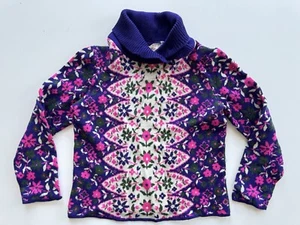 Vintage 60s 70s Catalina Jacquard Purple Floral Flowers Sweater *Flaws - Picture 1 of 12