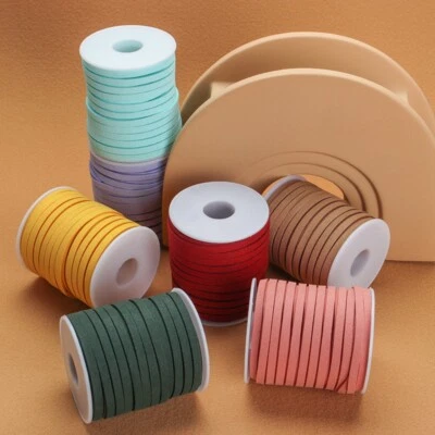 25yds 5mm DIY Faux Leather Suede Cord Lace Flat Strap Thread Bead String Sewing - Image 1 of 4