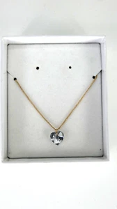 HM Necklace Heart Crystal Pendant Gold Tone Chain Valentine Gift Box Jewellery - Picture 1 of 8