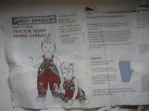 Daisy Kingdom Easy to Sew Tractor Teddy Infant Overalls! Pieces Separated - Picture 1 of 8