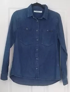 Wrangler Womens Blue Faded Long Sleeve Denim Shirt Size 10 - Picture 1 of 8