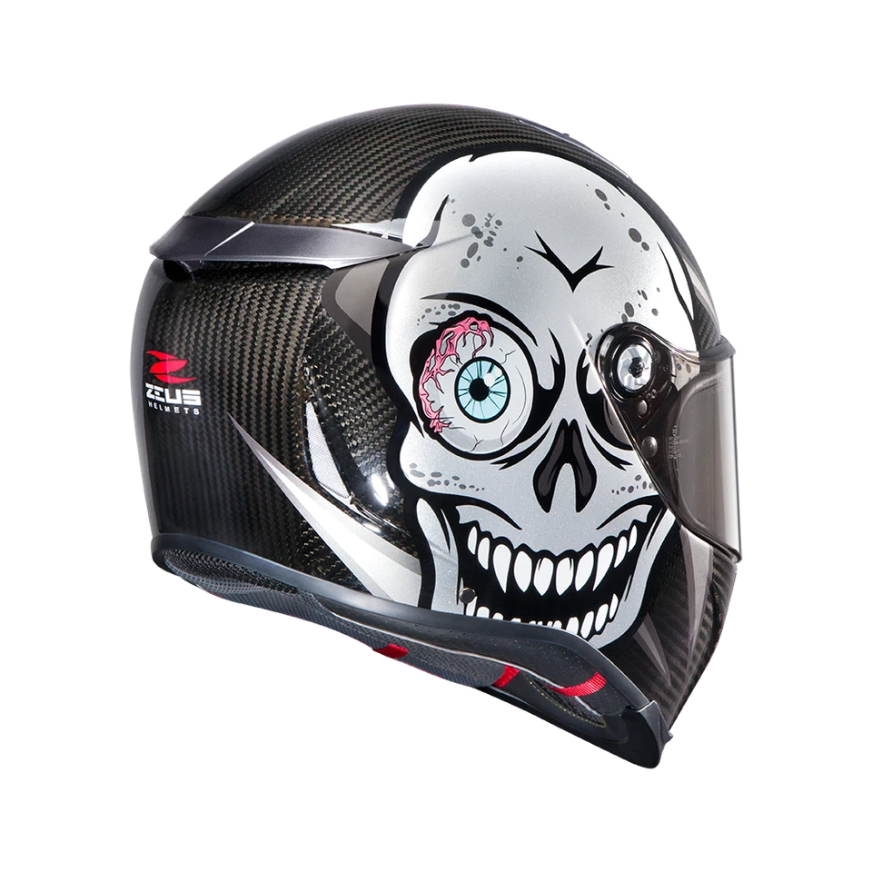 Casco de calle de motocicleta cara completa DOT de fibra de carbono ZEUS VISERA TRANSPARENTE Foto 1 de 4