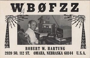 amateur ham radio QSL postcard WB0FZZ photo Robert W Hartung 1976 Omaha Nebraska