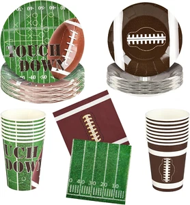 Football Party Supplies Plates and Napkins Tableware Set Football Theme Party De - Picture 1 of 8