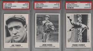 Baseball's Sad Lexicon - Tinker to Evers to Chance PSA 10 CUBS HOF ALL 3 CARDS - Picture 1 of 8