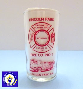 Vaso de beber vintage Lincoln Park PA. Fire Co. #1 vivienda 30 de agosto de 1969 - Imagen 1 de 2