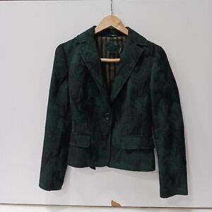 Etro Milano Green And Black Swirl And Leaf Design Blazer Size 10 (Italian 46)