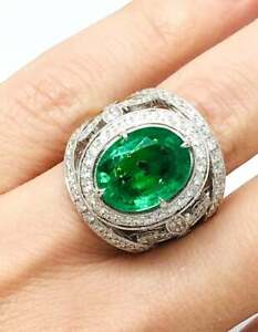 Gorgeous Center 5.05CT Emerald Stone and 1.99CT Shiny CZ Women's Fashion Ring