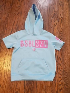 BSBL SZN Short Sleeve Hoodie YOUTH S Baseball Lifestyle 101 Sweatshirt - Picture 1 of 4