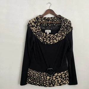 Joseph Ribkoff Black Top Size 14 Sequin And Belt Effect - Picture 1 of 9