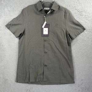 Ike Behar Shirt Mens Small Green Linen Blend Short Sleeve Beach Resort NEW - Picture 1 of 8