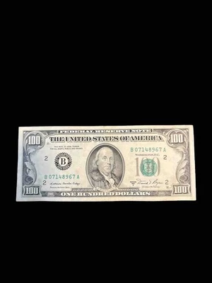Circulated Small Face $100 bill (One Hundred Dollar Bill) - Series 1981A - Image 1 of 2