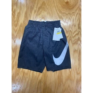 Nike Swoosh Breaker 7" Volley Swim Shorts Youth Small Black Elastic Waist B71 - Picture 1 of 5